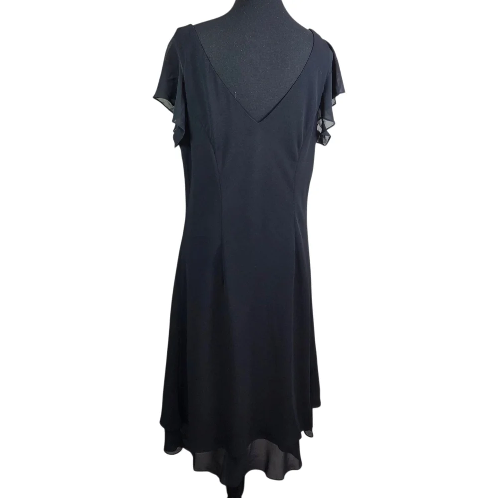 Jessica Black V-Neck Dress With Fluttery Sleeves Size 18 - Picture 3 of 7